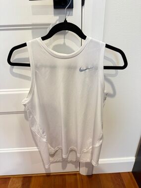 Nike Women's White Performance Tank with Grey Swoosh